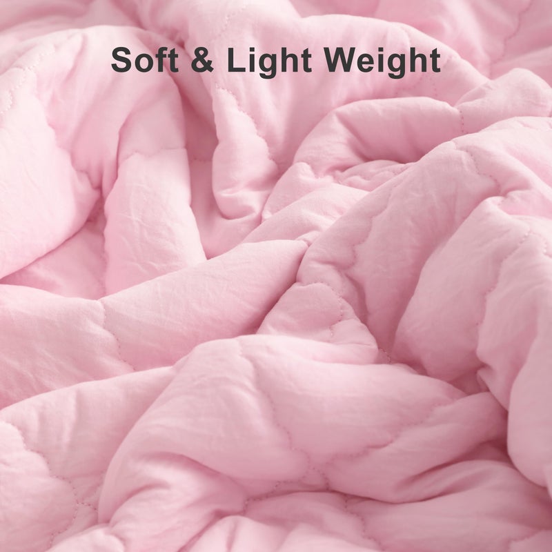 BEDSUM 100% Brushed Microfiber Down Alternative Toddler Comforter, Ultra Soft Lightweight and Warm Breathable Crib Quilted Blanket for Nursery Stroller Bed, 39x47 Inches, Pink - Image 5
